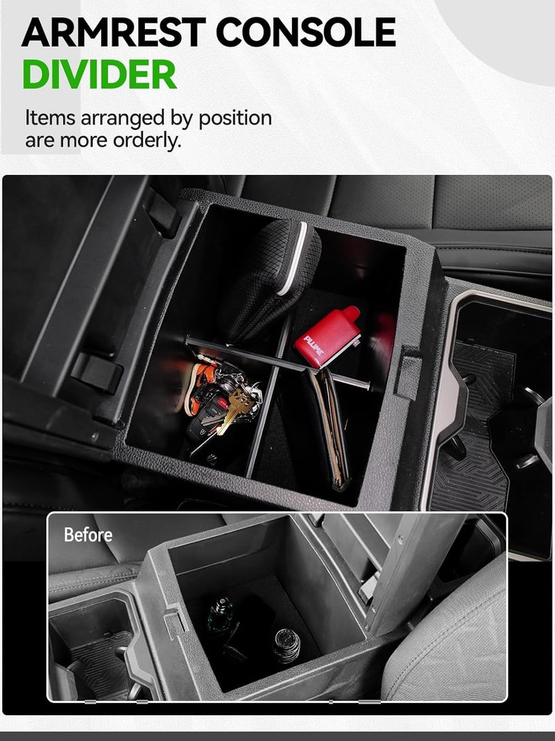 ELECFRESH 6PCS Center Console Organizer Tray for 2024 2025 Toyota Tacoma Accessories, Armrest Hidden Storage Box, Rear and Console Cup Holder Glove and Armrest Storage Box with Insert Divider for Toyota Tacoma - Image 5